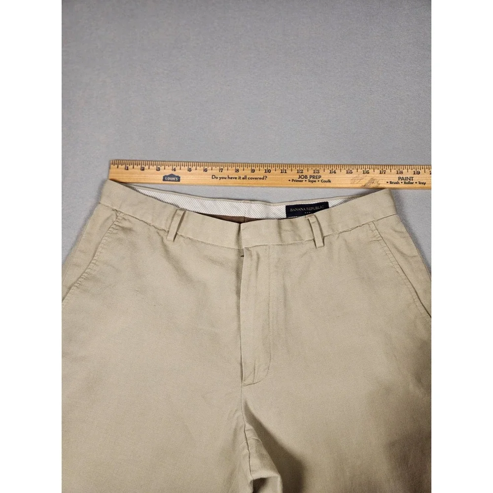 Banana Republic Men's Beige Khaki Linen Cotton Casual Preppy Straight Chinos
